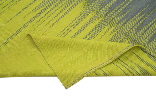 Degrade Kilim Grey Striped Cotton Wool Handmade Area Rug 5'10'' x 8'8''