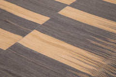 Degrade Kilim White Striped Cotton Wool Handmade Area Rug 9'8'' x 12'4''