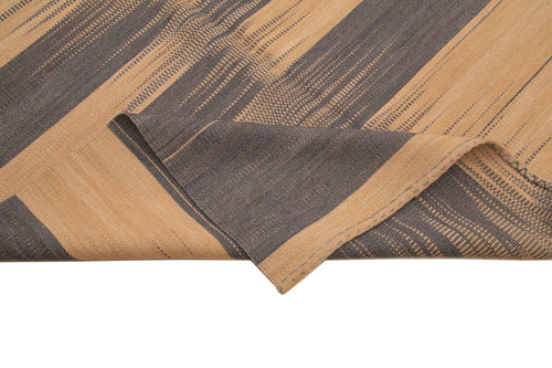 Degrade Kilim White Striped Cotton Wool Handmade Area Rug 9'8'' x 12'4''