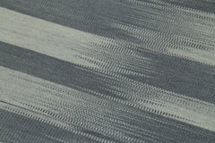 Degrade Kilim Grey Striped Cotton Wool Handmade Area Rug 3'4'' x 9'10''