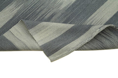 Degrade Kilim Grey Striped Cotton Wool Handmade Area Rug 3'4'' x 9'10''