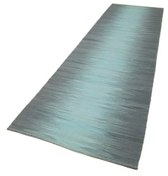 Degrade Kilim Grey Striped Cotton Wool Handmade Area Rug 3'5'' x 13'6''