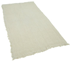 Handmade Area Rug - Beige Geometric Cotton Wool Rug, Durable Floor Covering 3'7''x6'3''