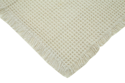 Handmade Area Rug - Beige Geometric Cotton Wool Rug, Durable Floor Covering 3'7''x6'3''