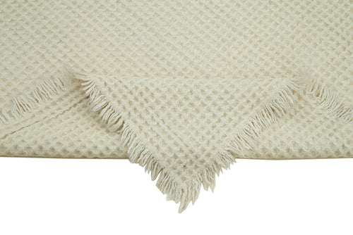 Handmade Area Rug - Beige Geometric Cotton Wool Rug, Durable Floor Covering 3'7''x6'3''