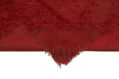 Handmade Area Rug – Red Shaggy Cotton Wool Vintage Turkish Carpet 4'6''x6'7''