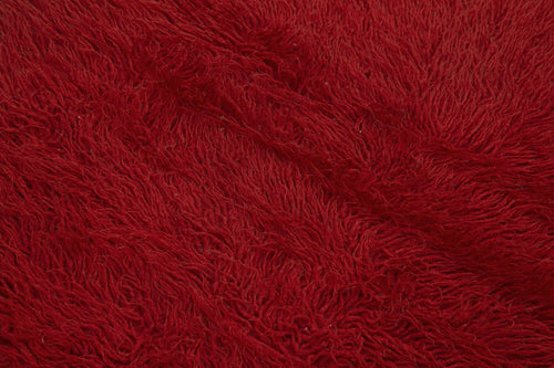 Handmade Area Rug - Red Shaggy Cotton Wool 4x6 Vintage Turkish Carpet