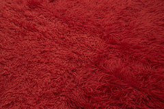 Tulu Red Shaggy Cotton Wool Handmade Area Rug 4'7'' x 7'7''