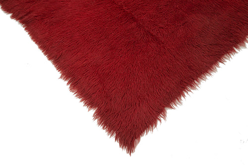 Tulu Red Shaggy Cotton Wool Handmade Area Rug 6'7'' x 7'10''