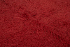 Tulu Red Shaggy Cotton Wool Handmade Area Rug 6'7'' x 7'10''