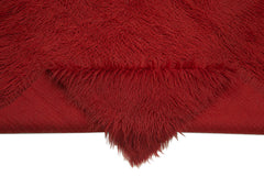 Tulu Red Shaggy Cotton Wool Handmade Area Rug 6'7'' x 7'10''
