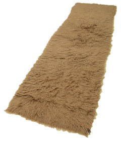 Tulu Brown Shaggy Cotton Wool Handmade Area Rug 2'7'' x 9'10''