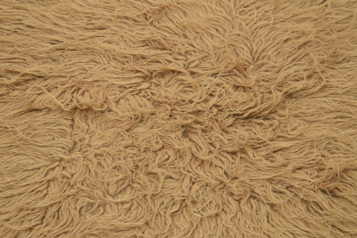 Tulu Brown Shaggy Cotton Wool Handmade Area Rug 2'7'' x 9'10''