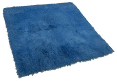 Tulu Blue Shaggy Cotton Wool Handmade Area Rug 4'9'' x 4'11''
