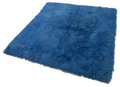 Tulu Blue Shaggy Cotton Wool Handmade Area Rug 4'9'' x 4'11''