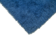 Tulu Blue Shaggy Cotton Wool Handmade Area Rug 4'9'' x 4'11''
