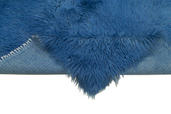 Tulu Blue Shaggy Cotton Wool Handmade Area Rug 4'9'' x 4'11''