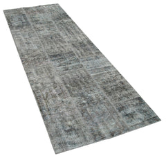 Kirk Yama Grey Patchwork Cotton Wool Handmade Area Rug 2'9'' x 8'2''