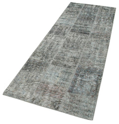 Kirk Yama Grey Patchwork Cotton Wool Handmade Area Rug 2'9'' x 8'2''