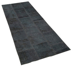 Kirk Yama Anthracite Patchwork Cotton Wool Handmade Area Rug 2'10'' x 7'1''