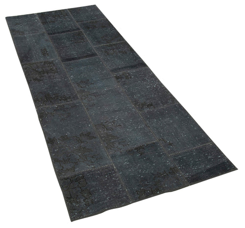 Kirk Yama Anthracite Patchwork Cotton Wool Handmade Area Rug 2'10'' x 7'1''