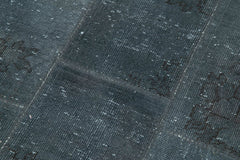 Kirk Yama Anthracite Patchwork Cotton Wool Handmade Area Rug 2'10'' x 7'1''