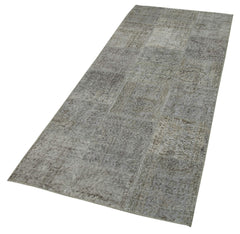 Handmade Area Rug - Grey Patchwork Cotton Wool Durable Soft Turkish Vintage Carpet 2'9''x7'5''