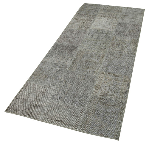 Handmade Area Rug - Grey Patchwork Cotton Wool Durable Soft Turkish Vintage Carpet 2'9''x7'5''
