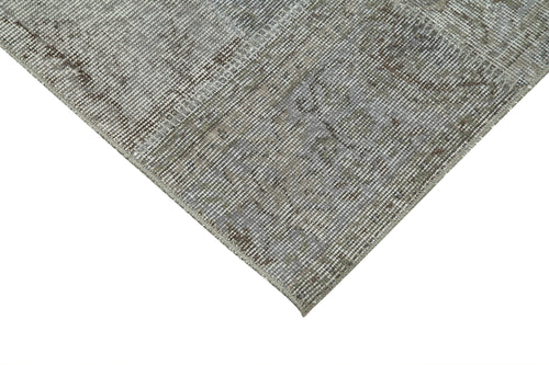 Handmade Area Rug - Grey Patchwork Cotton Wool Durable Soft Turkish Vintage Carpet 2'9''x7'5''