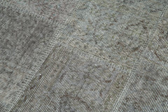 Handmade Area Rug - Grey Patchwork Cotton Wool Durable Soft Turkish Vintage Carpet 2'9''x7'5''