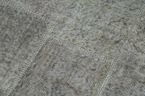 Handmade Area Rug - Grey Patchwork Cotton Wool Durable Soft Turkish Vintage Carpet 2'9''x7'5''