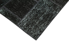 Kirk Yama Black Patchwork Cotton Wool Handmade Area Rug 2'10'' x 8'10''