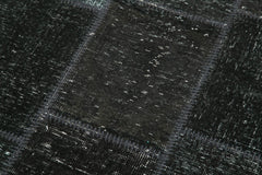 Kirk Yama Black Patchwork Cotton Wool Handmade Area Rug 2'10'' x 8'10''