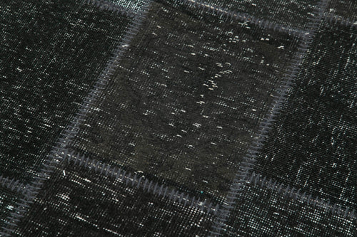 Kirk Yama Black Patchwork Cotton Wool Handmade Area Rug 2'10'' x 8'10''