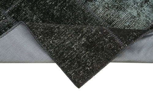 Kirk Yama Black Patchwork Cotton Wool Handmade Area Rug 2'10'' x 8'10''