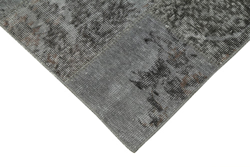Handmade Area Rug - Kirk Yama Grey Patchwork Cotton Wool Carpet 2'9''x10'
