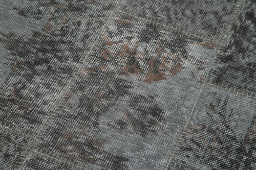 Handmade Area Rug - Kirk Yama Grey Patchwork Cotton Wool Carpet 2'9''x10'