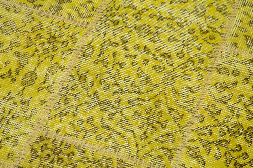 Kirk Yama Yellow Patchwork Cotton Wool Handmade Area Rug 2'10'' x 9'0''