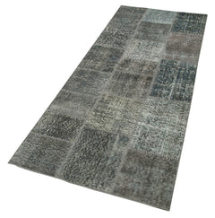 Kirk Yama Grey Patchwork Cotton Wool Handmade Area Rug 2'10'' x 7'5''