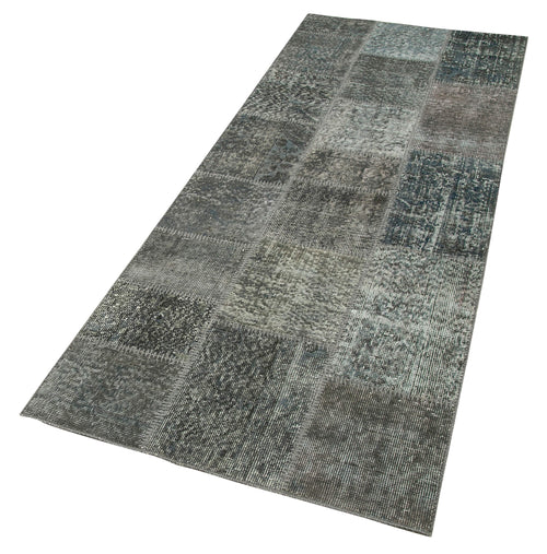 Kirk Yama Grey Patchwork Cotton Wool Handmade Area Rug 2'10'' x 7'5''