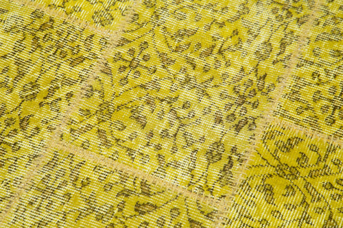 Kirk Yama Yellow Patchwork Cotton Wool Handmade Area Rug 2'10'' x 8'7''