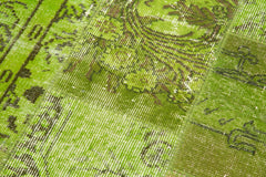 Kirk Yama Green Patchwork Cotton Wool Handmade Area Rug 2'10'' x 9'11''