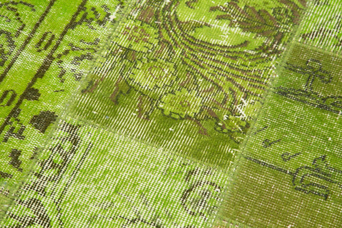 Kirk Yama Green Patchwork Cotton Wool Handmade Area Rug 2'10'' x 9'11''