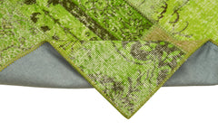 Kirk Yama Green Patchwork Cotton Wool Handmade Area Rug 2'10'' x 9'11''