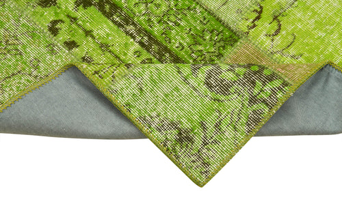 Kirk Yama Green Patchwork Cotton Wool Handmade Area Rug 2'10'' x 9'11''