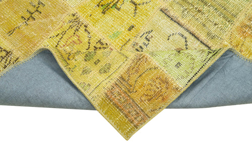 Kirk Yama Yellow Patchwork Cotton Wool Handmade Area Rug 3'3'' x 10'1''
