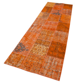 Kirk Yama Orange Patchwork Cotton Wool Handmade Area Rug 2'9'' x 9'9''