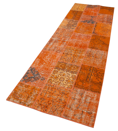 Kirk Yama Orange Patchwork Cotton Wool Handmade Area Rug 2'9'' x 9'9''