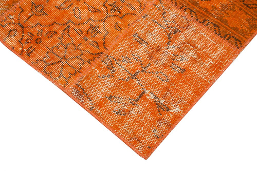 Kirk Yama Orange Patchwork Cotton Wool Handmade Area Rug 2'9'' x 9'9''