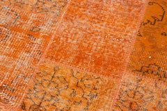Kirk Yama Orange Patchwork Cotton Wool Handmade Area Rug 2'9'' x 9'9''